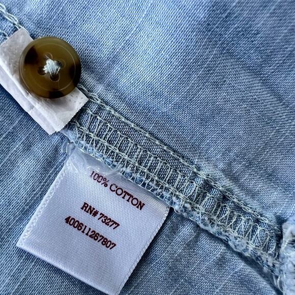 SO PERFECT SHIRT, women's size S, Relaxed, rhinestones on collar tip, denim - Picture 10 of 11